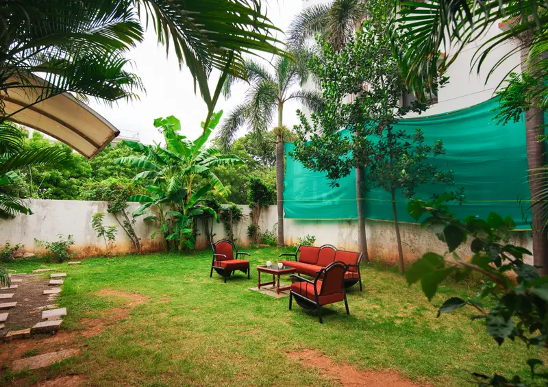 Garden seating on the lawn
