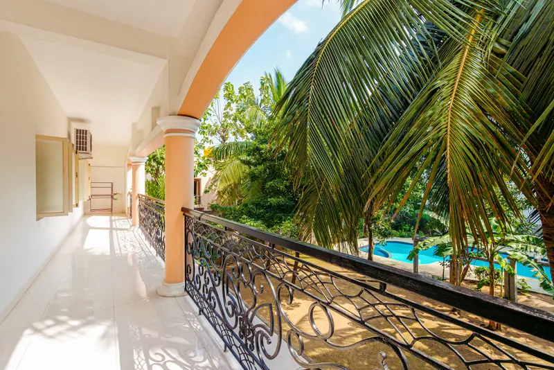 The balcony looking out over the pool
