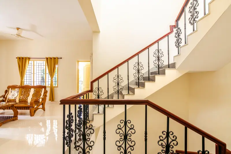 The stairs up to the first floor