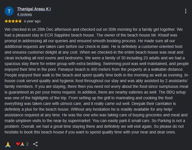 Google review screenshot for ECR Sapphire